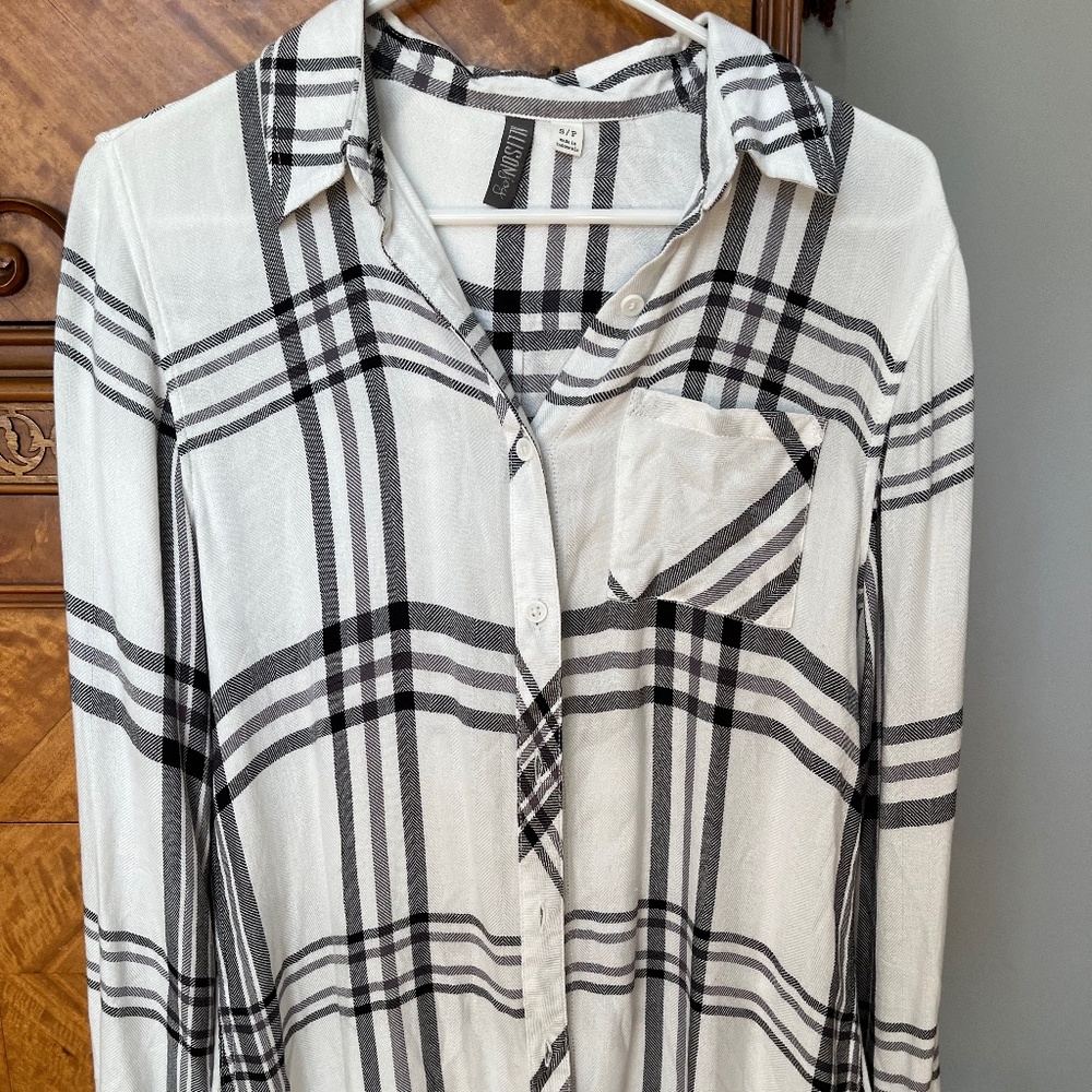 Allison Joy White and Black Plaid Soft Lightweight Cotton Flannel